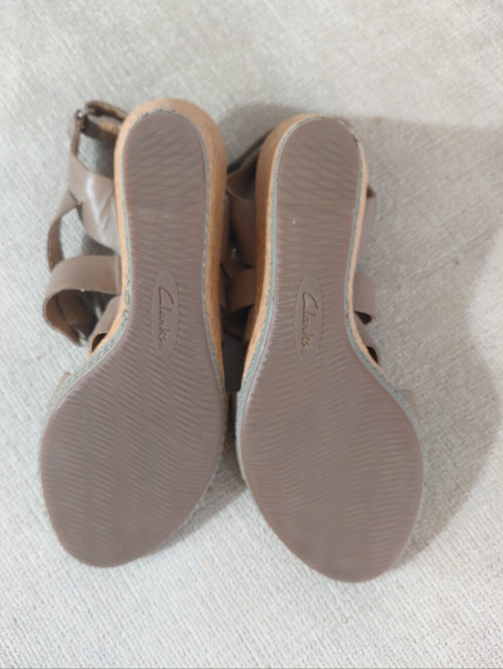 Clarks Taupe Lace-Up Wedge Sandals - Picture 9 of 13